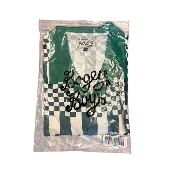 Bogey Boys by Macklemore Checkered Button Up Men's Golf Shirt Green Size XL - Picture 3 of 5